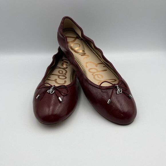 Sam Edelman Women’s Size 10 Felicia Flats Burgundy Red EUC Bow Fitted Signed - Picture 1 of 3
